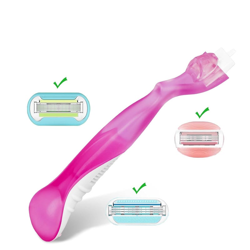 VANEST Replacement Handle Compatible with Gillette Venus, Comfort Glide Razor Handle Non-slip Ergonomic Handles for Women (Hot Pink) - Image 2